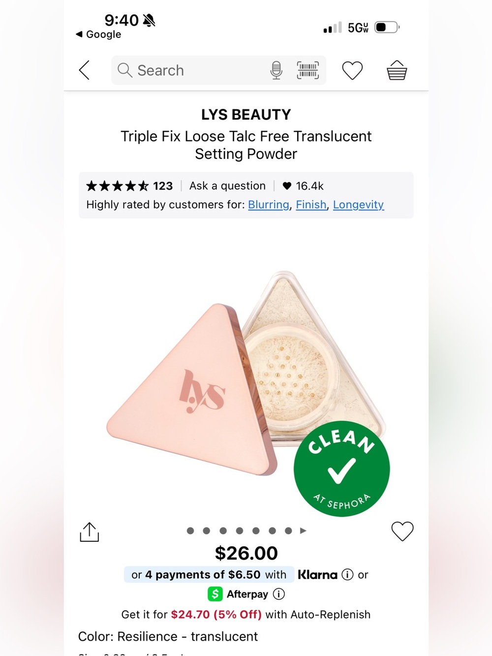 LYS Beauty Resilience Translucent Setting Powder — Rose Gold Compact
